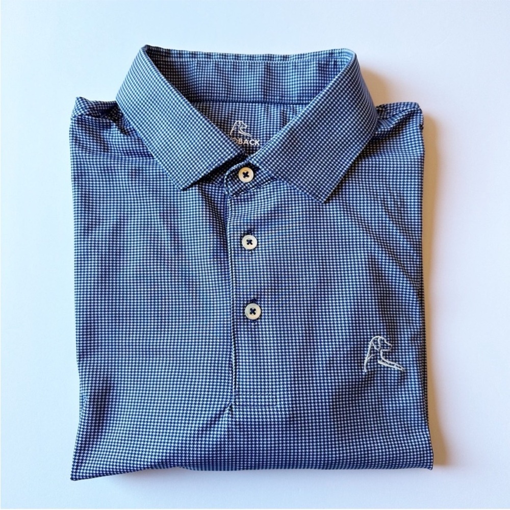 Rhoback Men's Short Sleeve Performance Polo The Dogstooth Houndstooth Navy Large